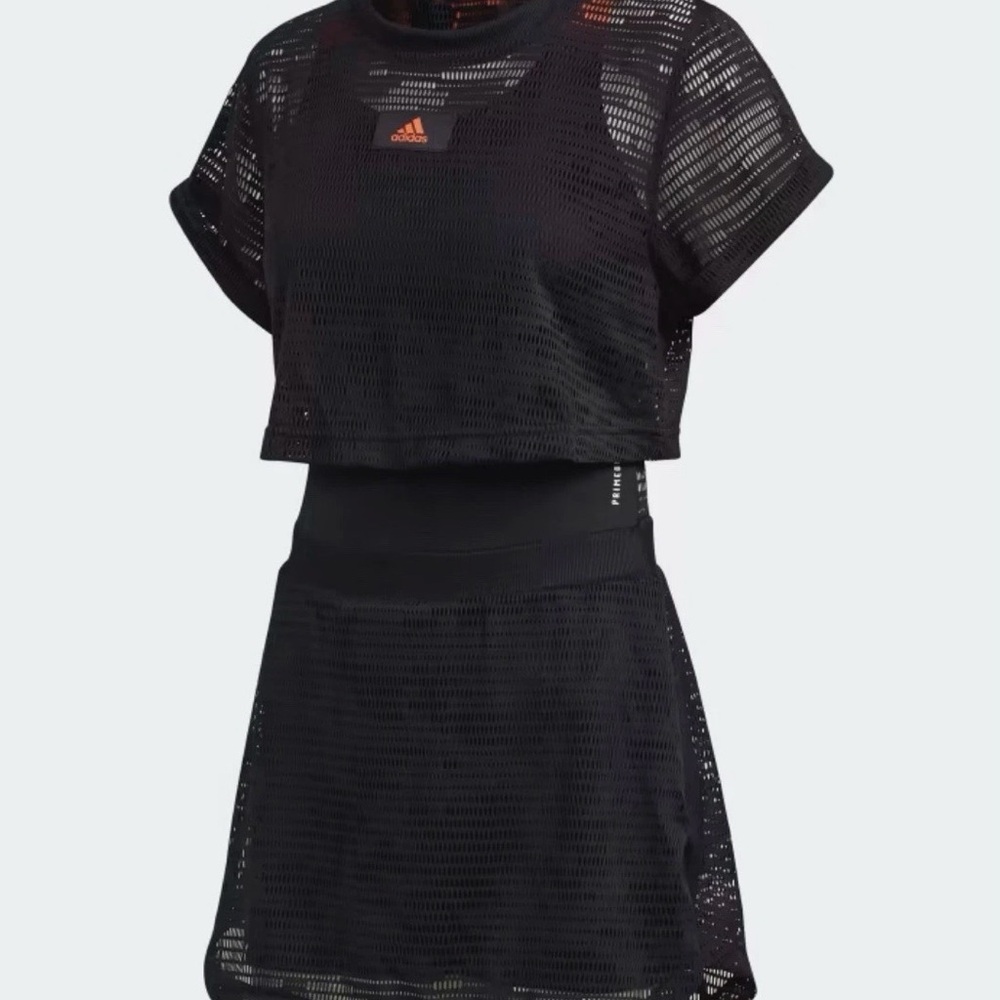 Adidas Black Mesh Crop Top and Dress Set